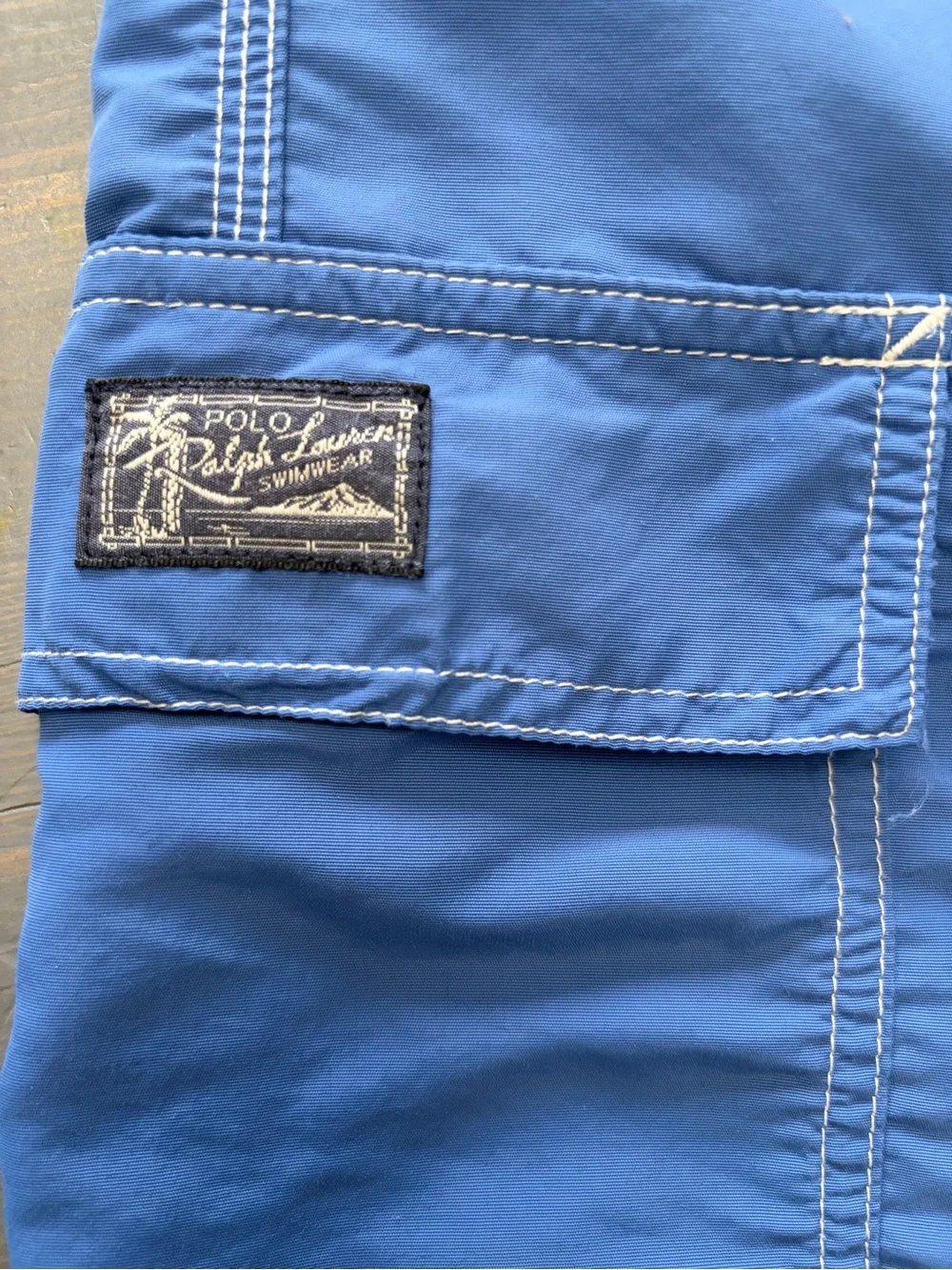 Polo by Ralph Lauren Navy Swim Trunks with Yellow Logo